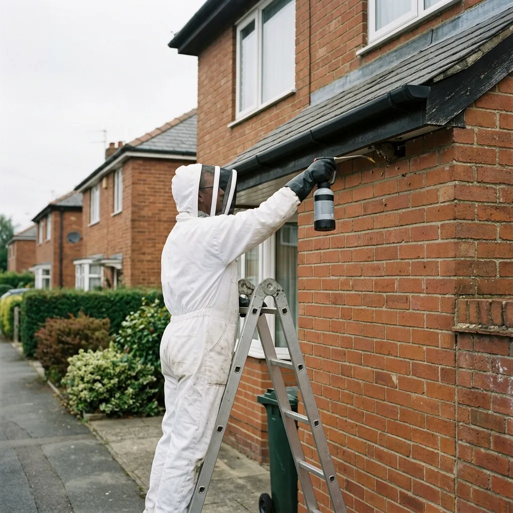 Manchester Wasp Removal technician removing a wasp nest